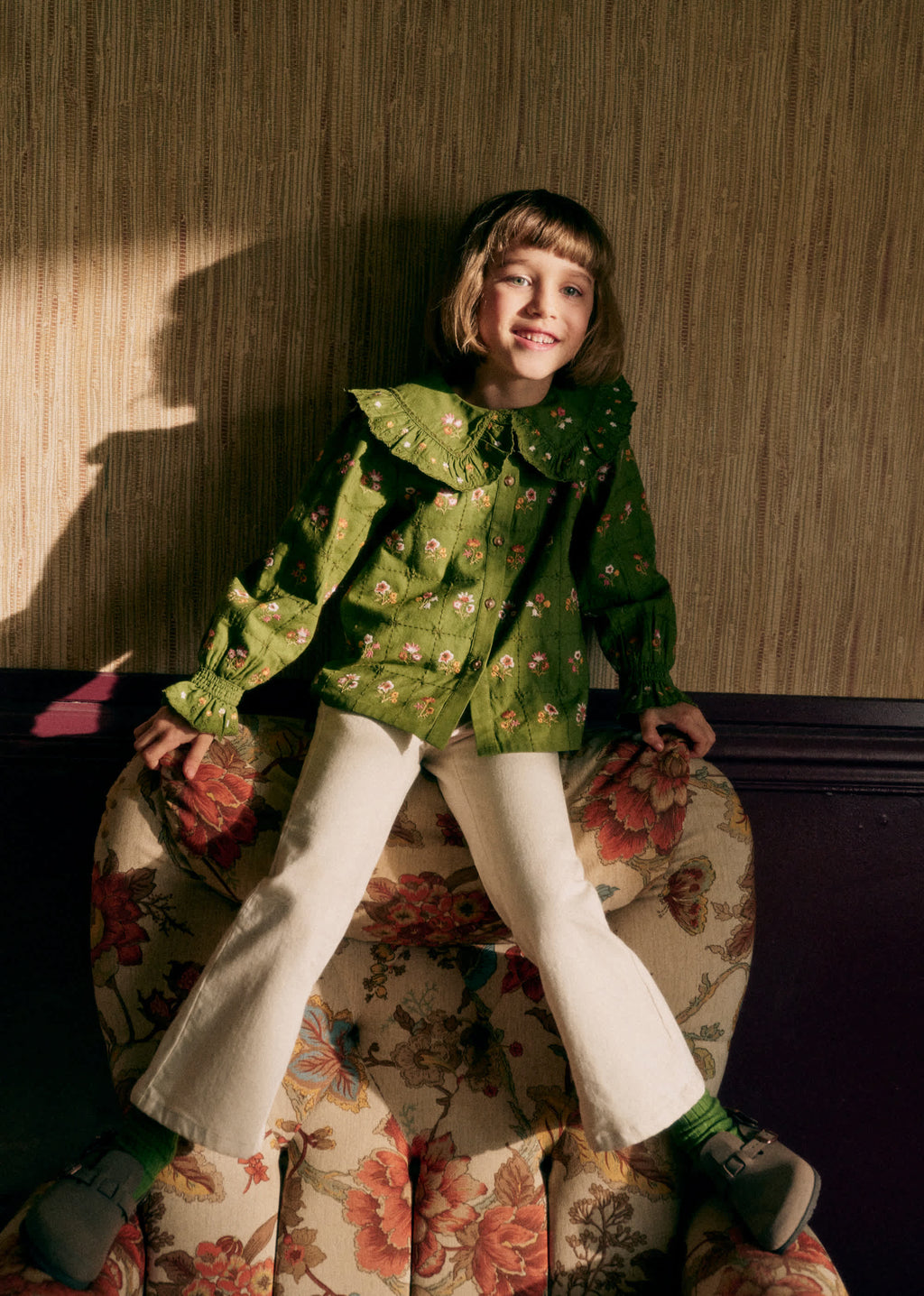 Chemise Margot - Olive / broderie herbier