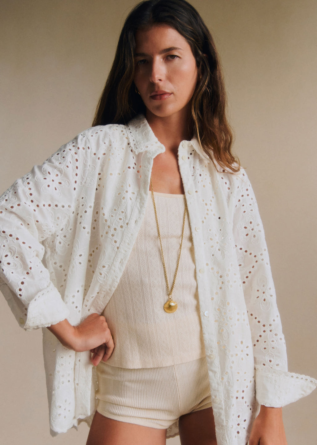 Chemise Maxou - Broderie Unie Volute Écru