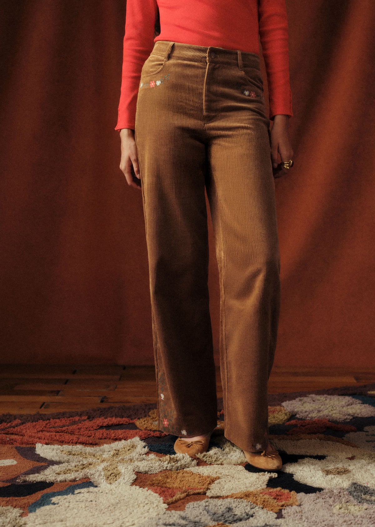 Pantalon Le Wide Leg - Sézane x Baziszt - Jardin Fond Beige