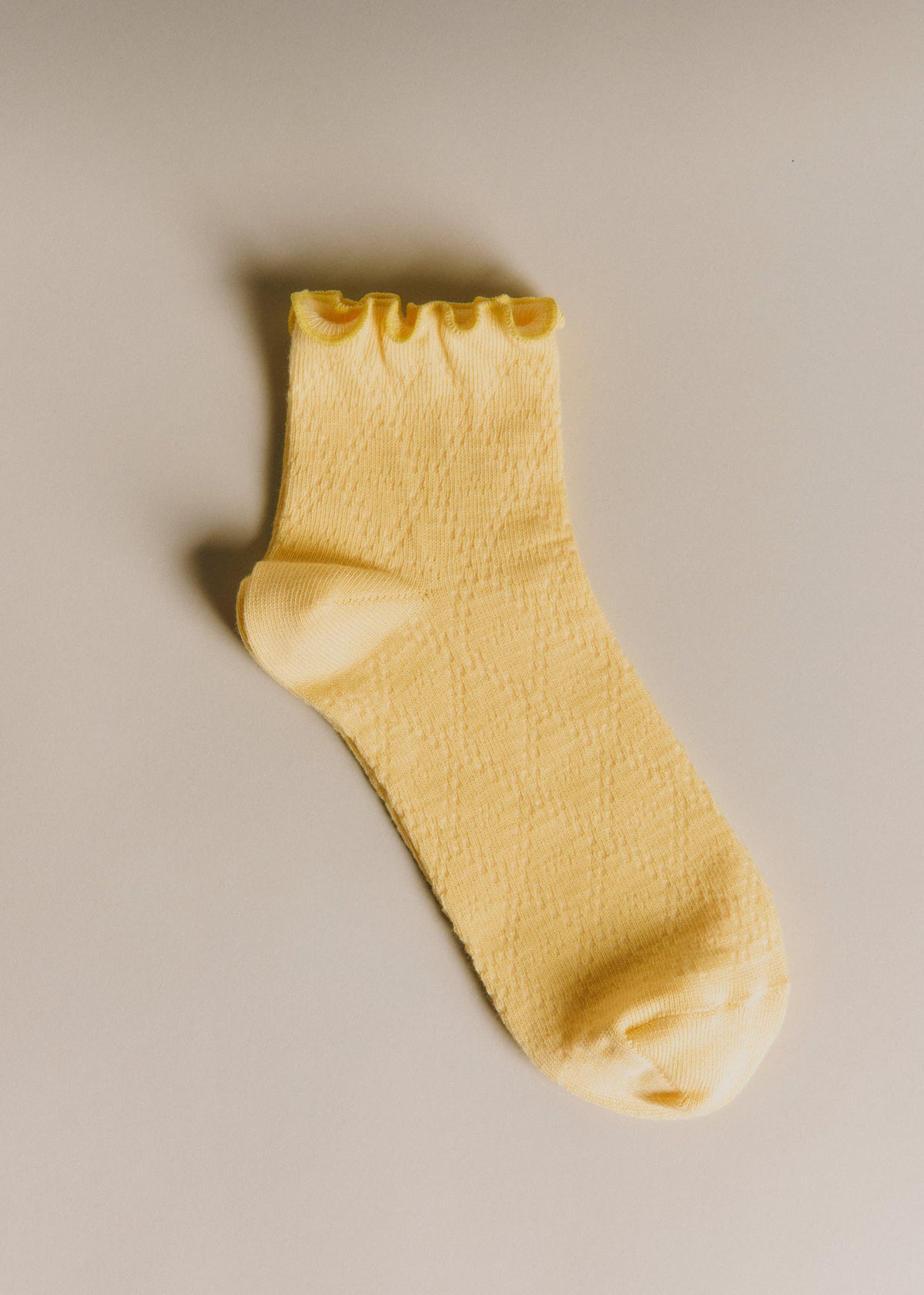 Chaussettes pointelle - Jaune Citron