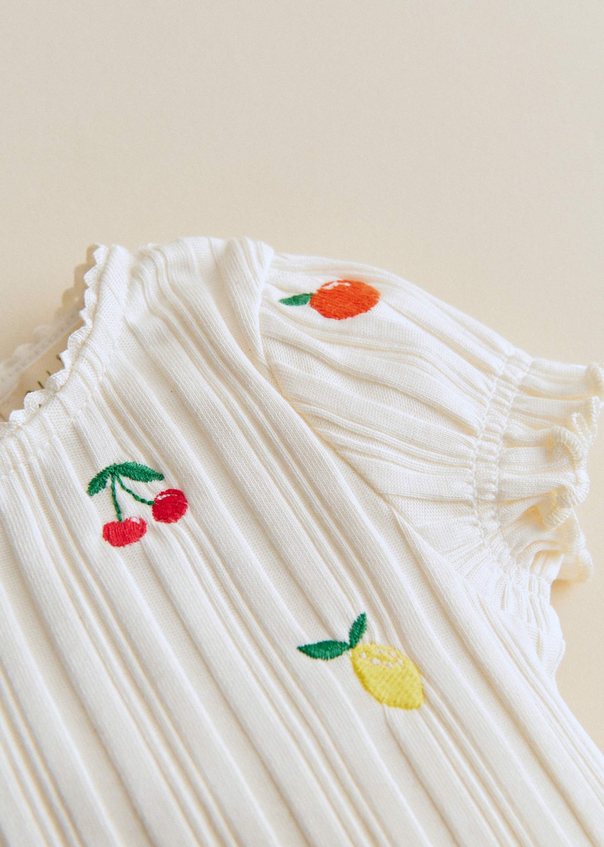 Top Simona - Ecru / Broderie Fruit