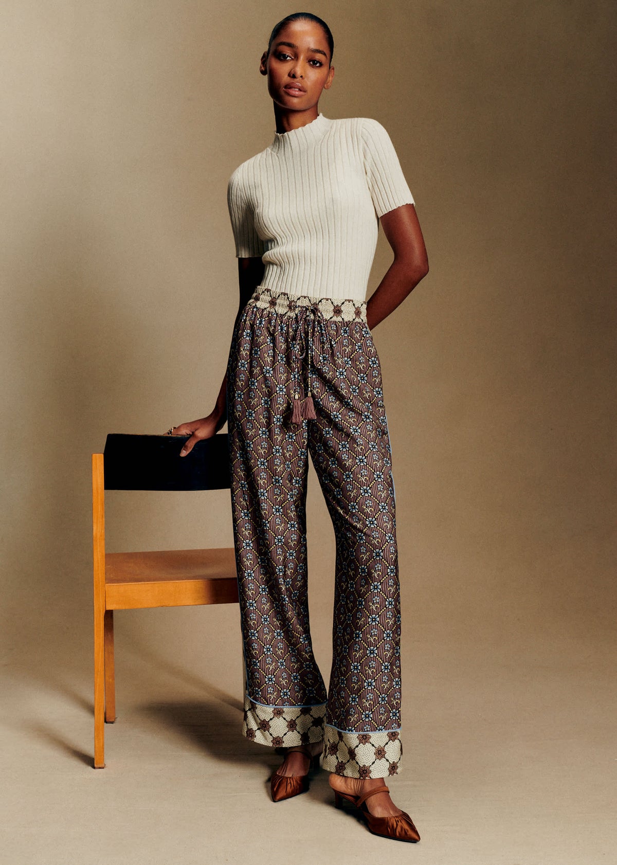 Pantalon Fabbio - Sézane x Antoinette Poisson - Imprimé Coeur Garance