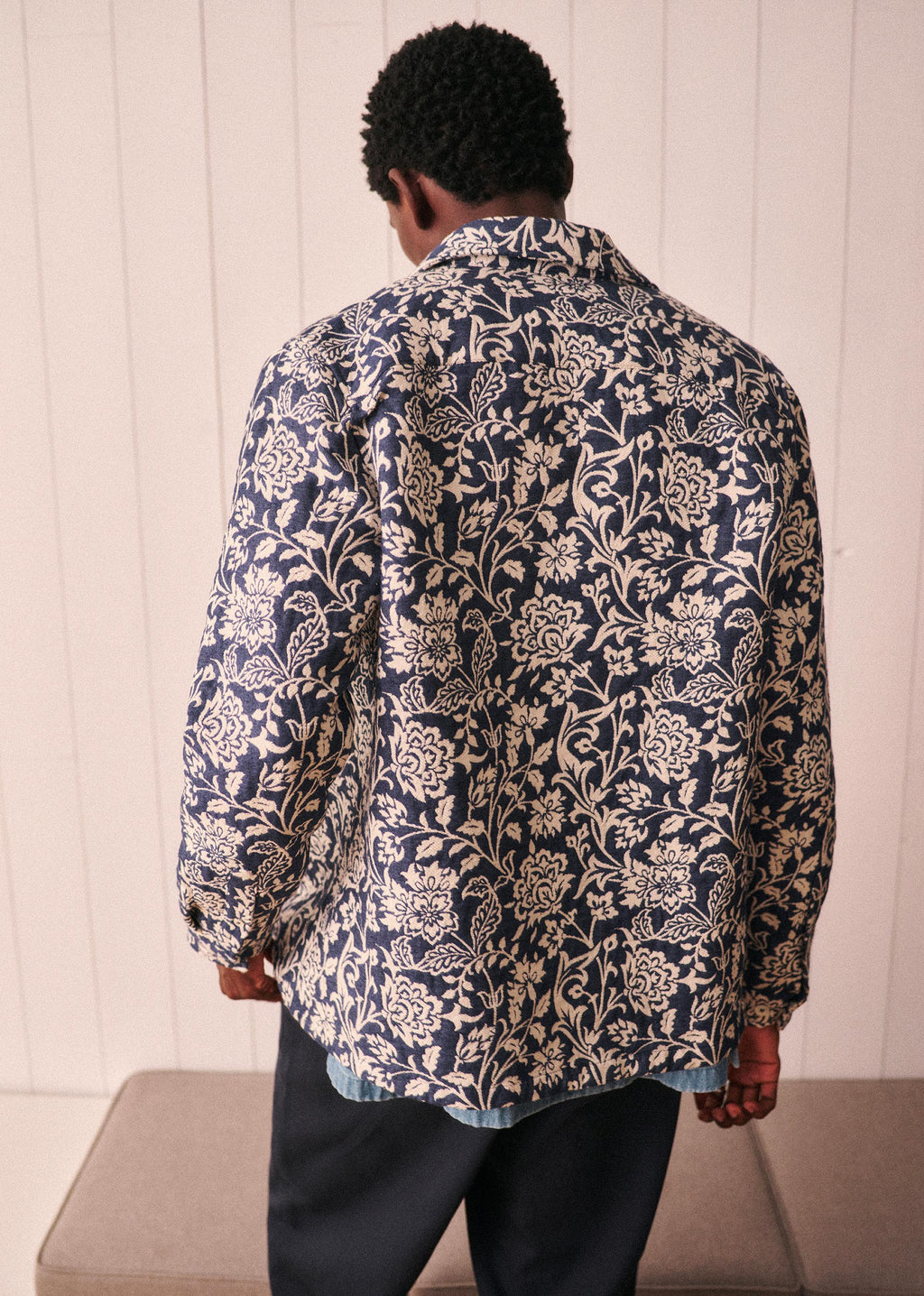 Surchemise Claggan - Jacquard Floral Bleu