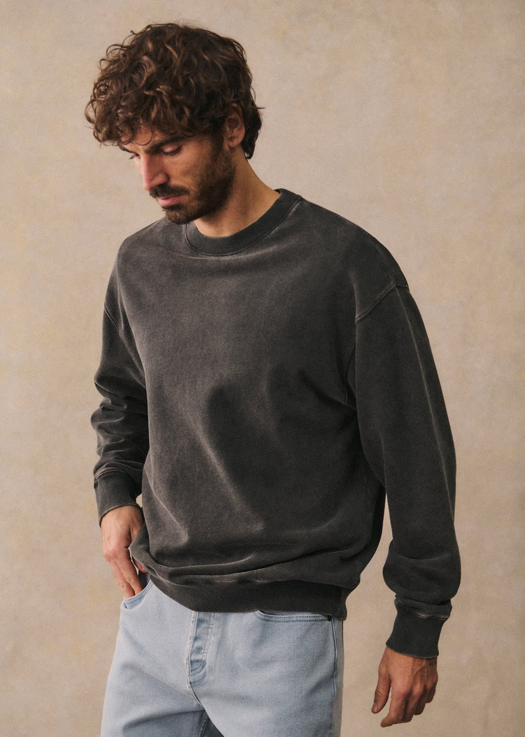 Sweatshirt Boxy - Noir Délavé