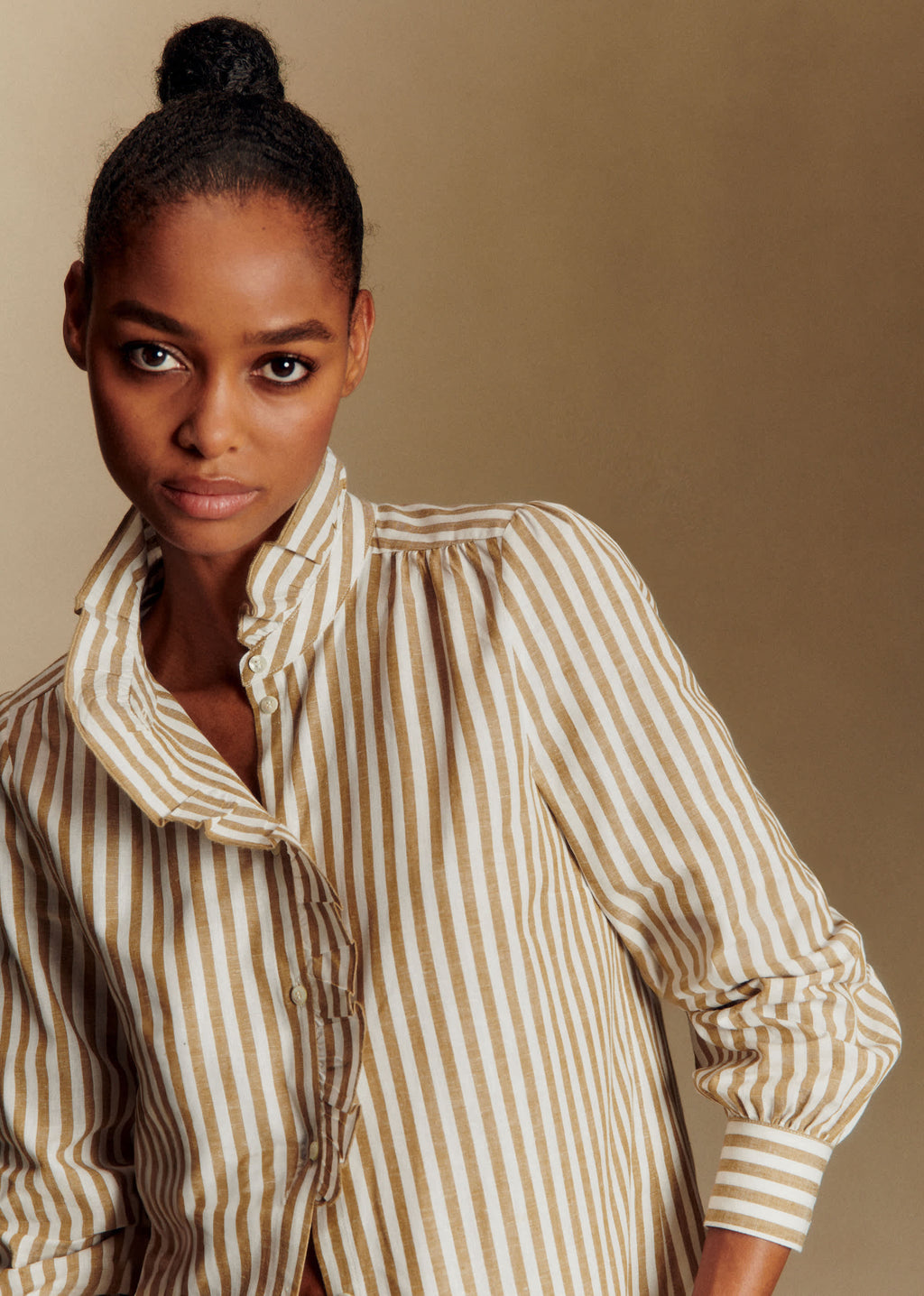 Chemise Chlo - Rayures Ecru Camel