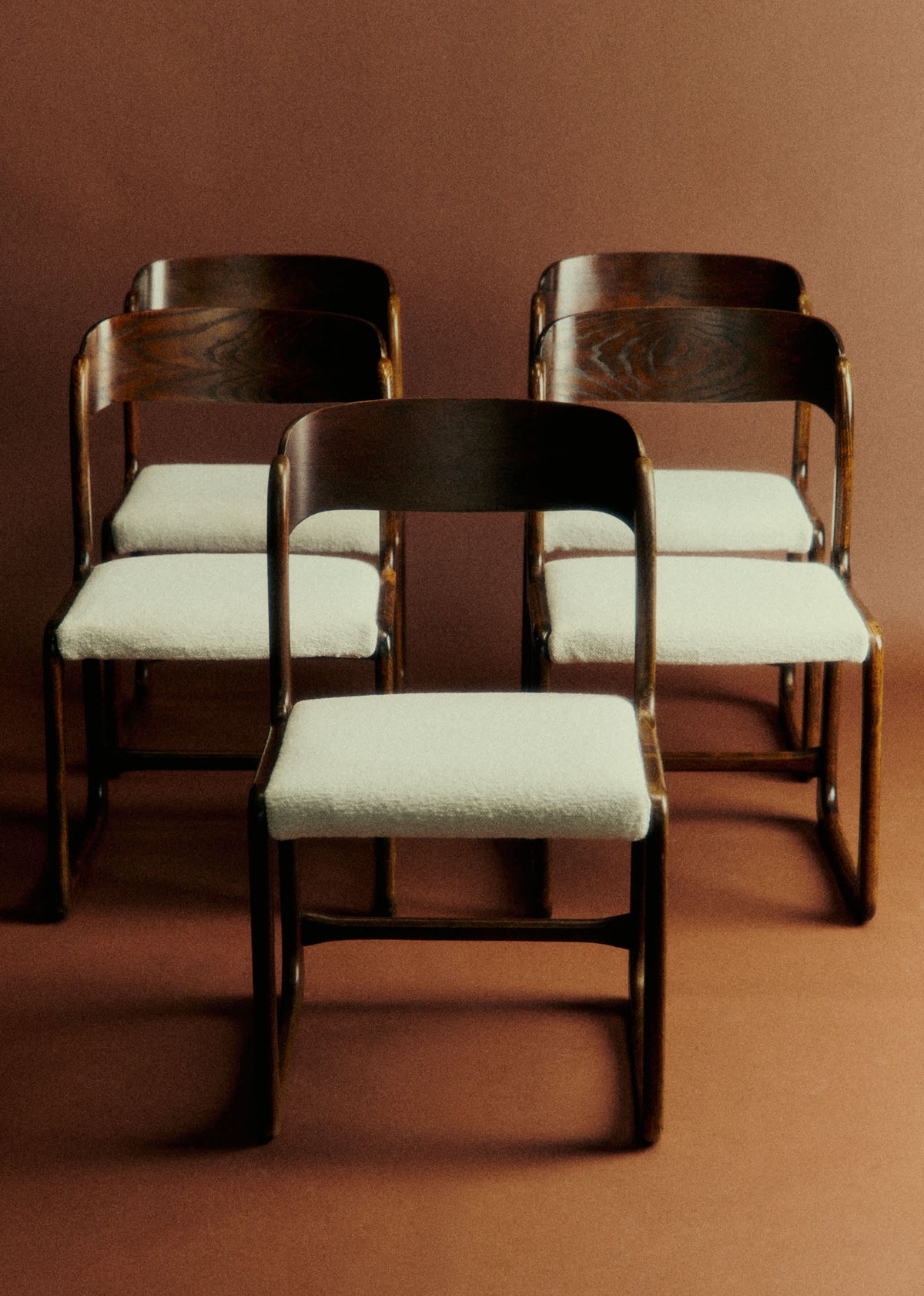 Lot de 5 chaises vintage Bauman - Chêne et hêtre teinté