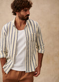 Chemise Charlie Coton Léger - Écru Rayures Bleues