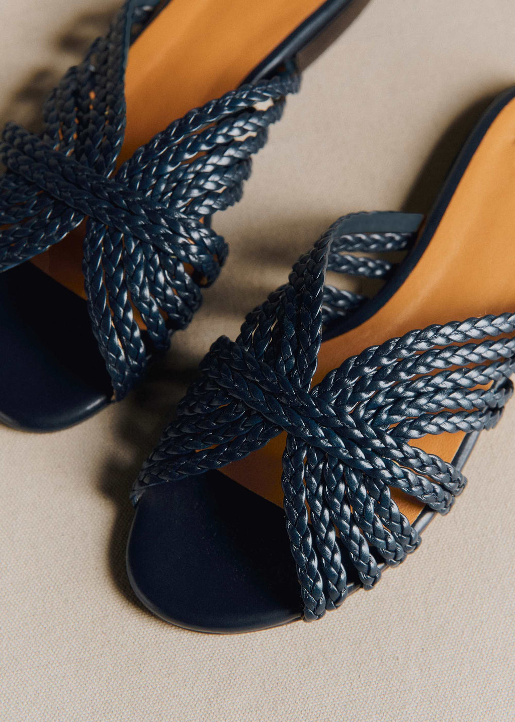 Mules Low Paola - Marine Lisse Tressé