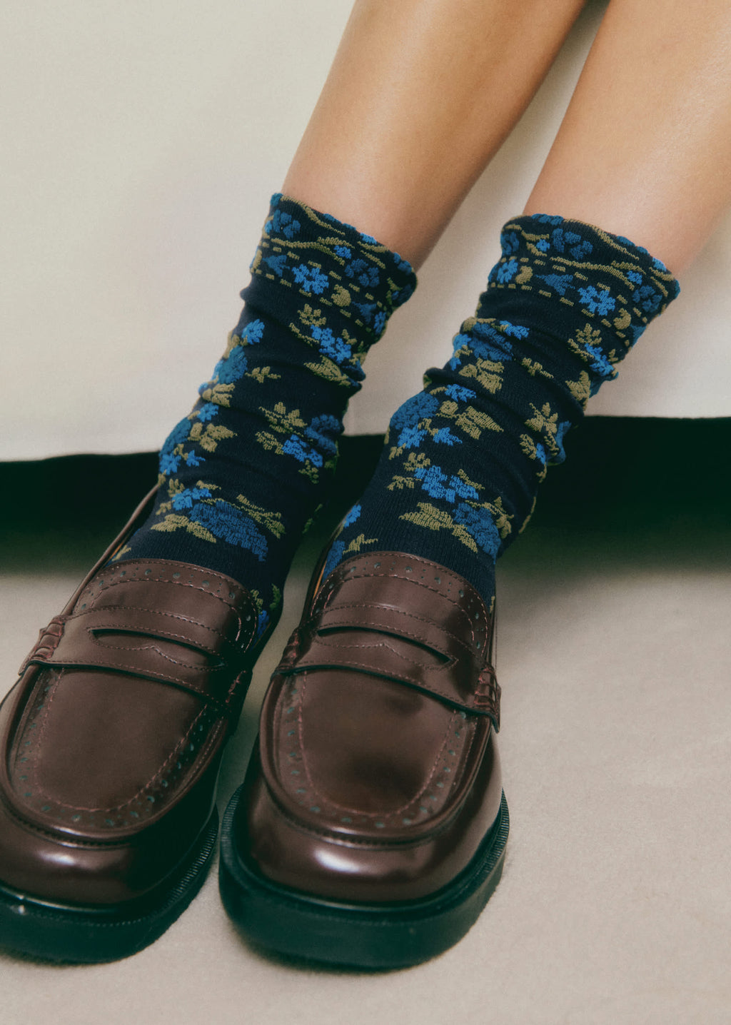 Chaussettes Lio - Fleurs Bleues