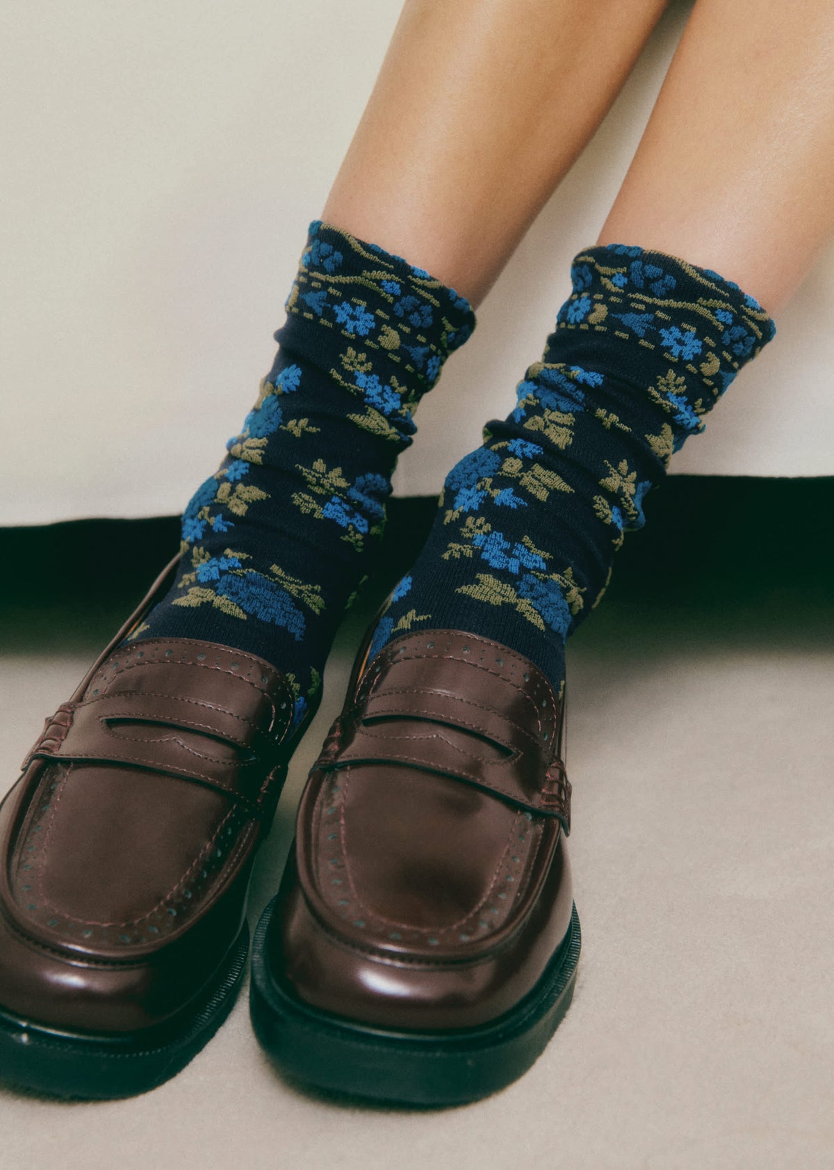 Chaussettes Lio - Fleurs Bleues