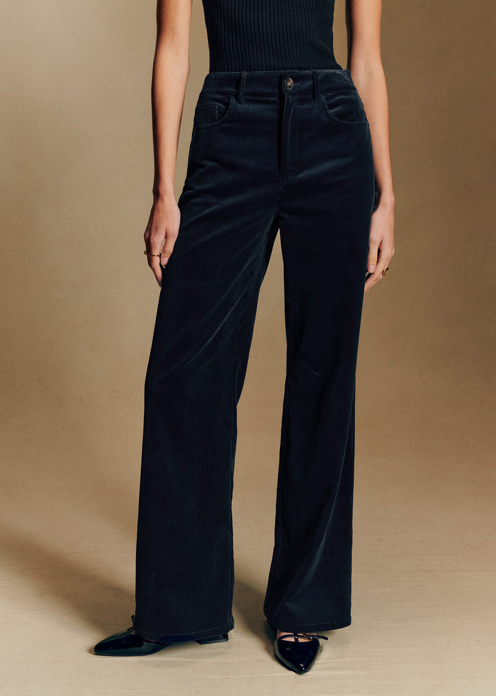 Pantalon LE NEW 70's - Sézane x Antoinette Poisson - Velours Marine Foncé
