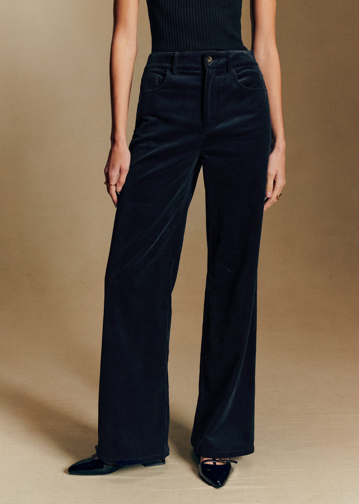Pantalon LE NEW 70's - Sézane x Antoinette Poisson - Velours Marine Foncé