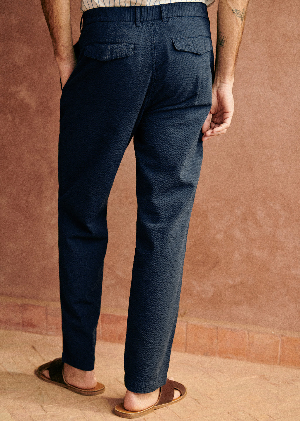 Pantalon Shane - Seersucker Marine