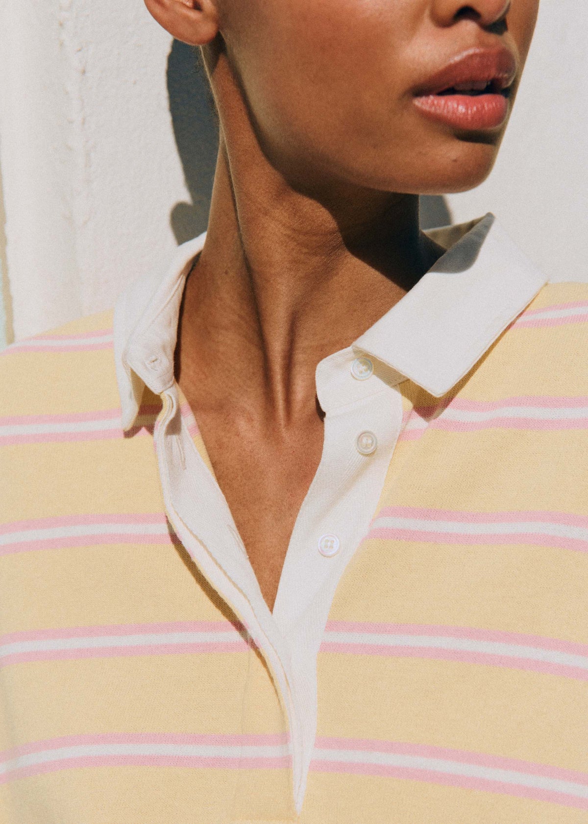 Polo Elio - Rayures Pastel Jaune Rose
