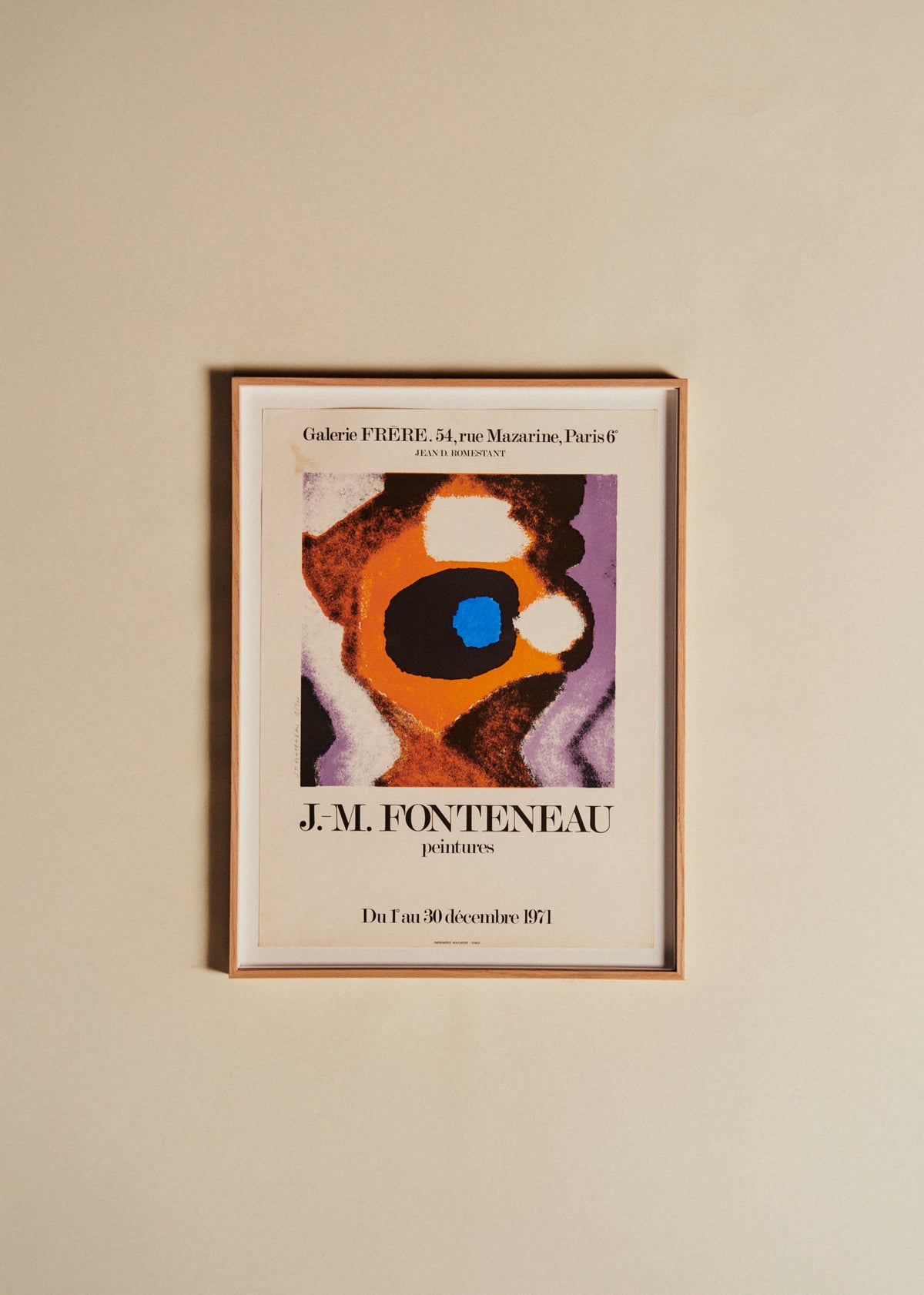 Affiche Galerie Frêre, J-M Fonteneau, 1971 - 50,5 x 66,5 cm