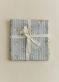 Set de 2 langes - Rayures Broderies Fleurs