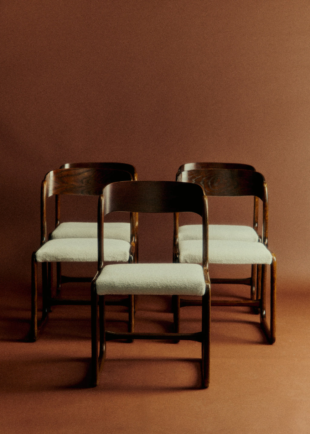 Lot de 5 chaises vintage Bauman - Chêne et hêtre teinté