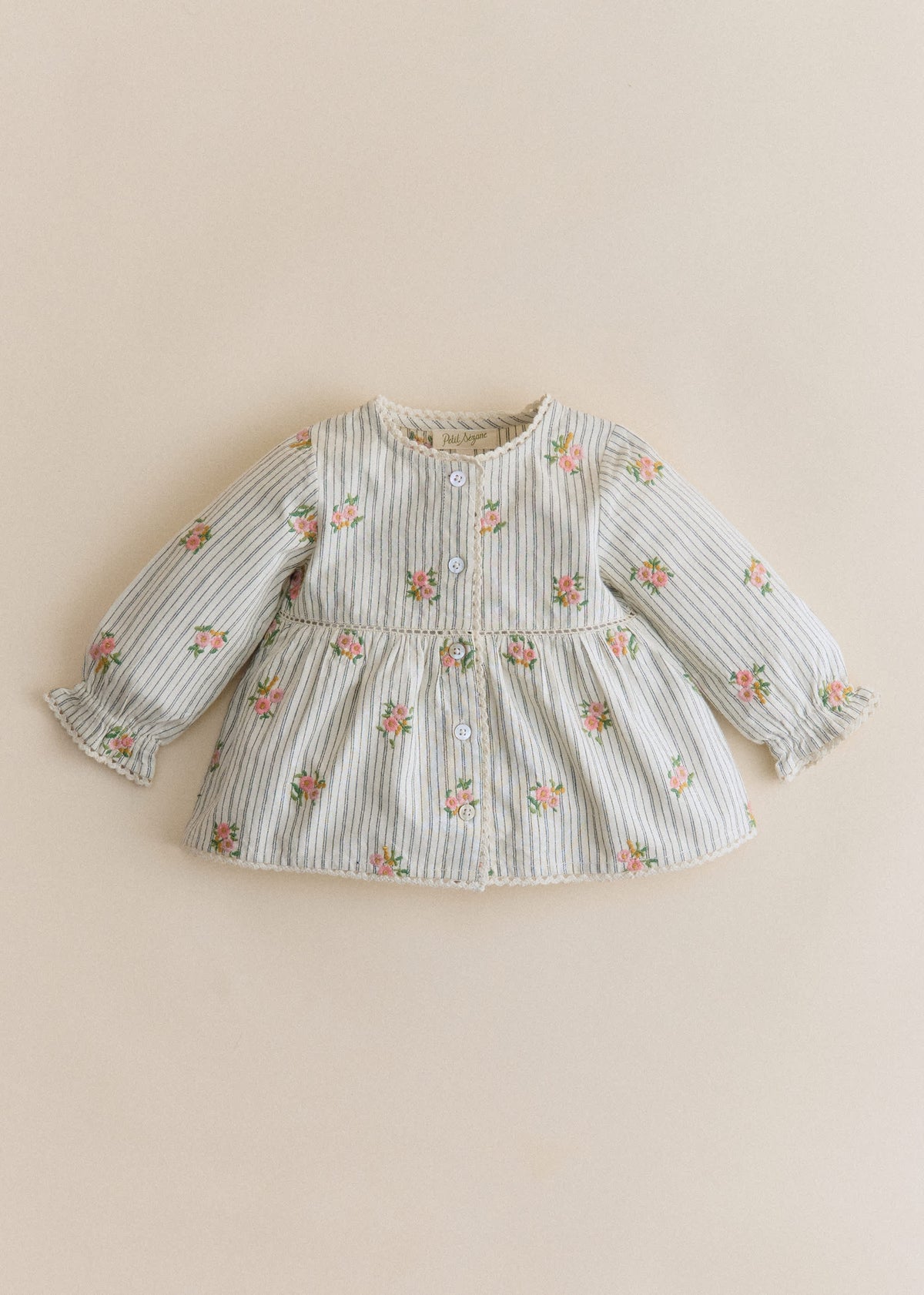 Blouse Adèle - Rayures Broderies Fleurs