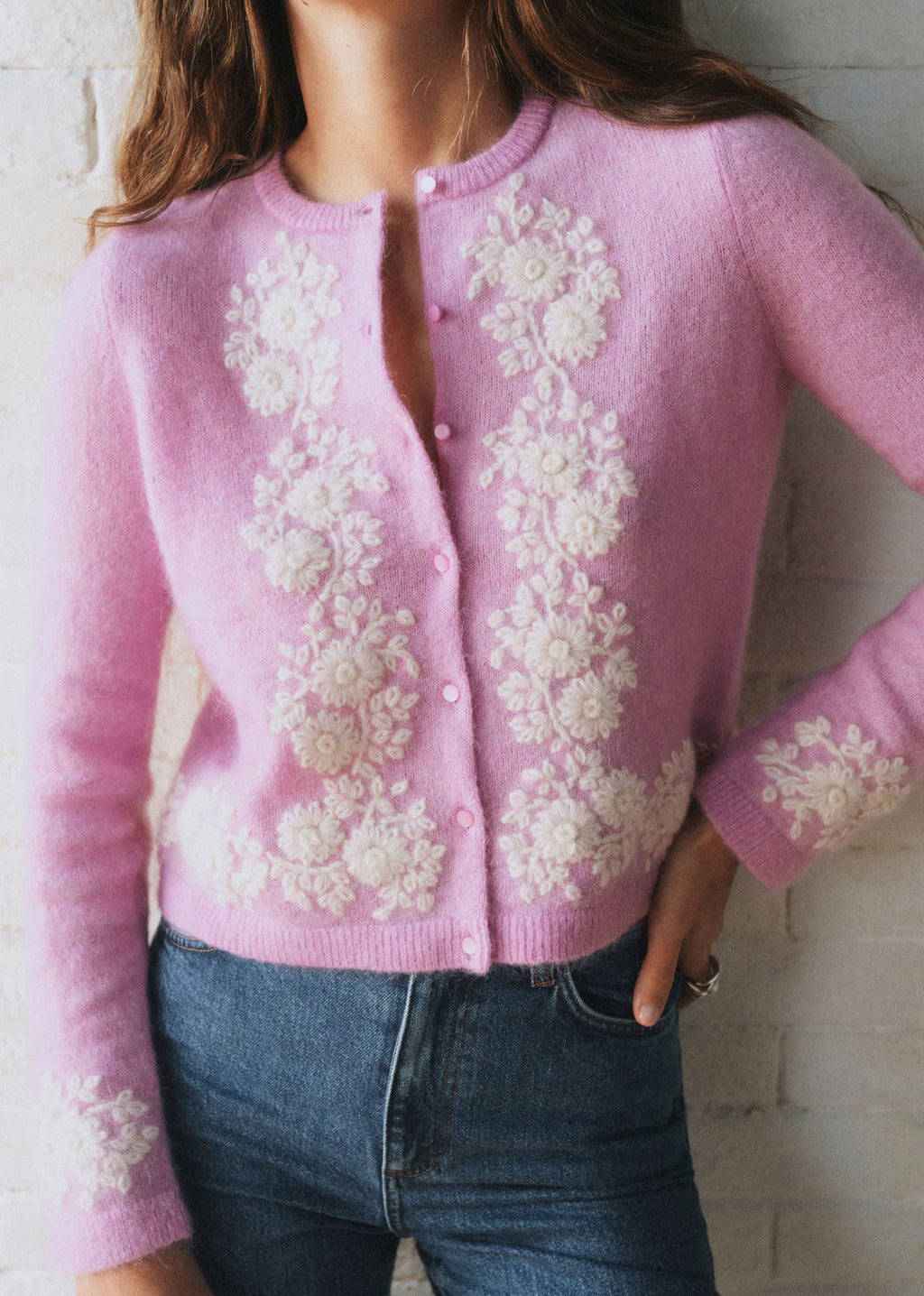 Gilet Laurine - Sézane x Sea NY - Lilas Broderies Écru