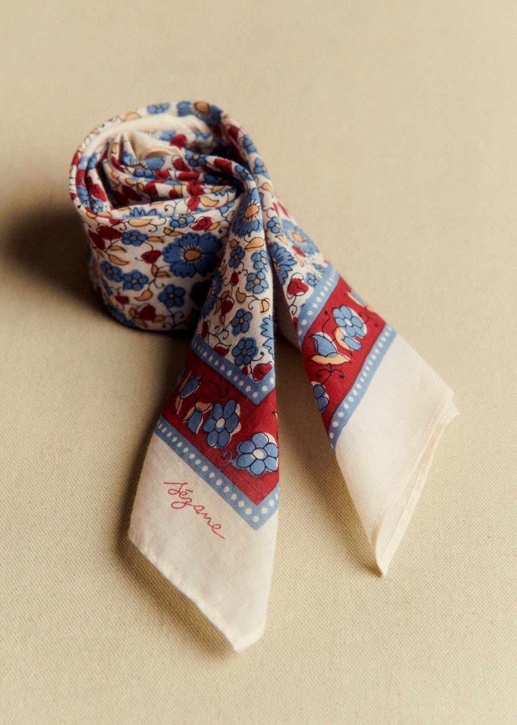Foulard Gaston - Fleurs Vintage Ecru
