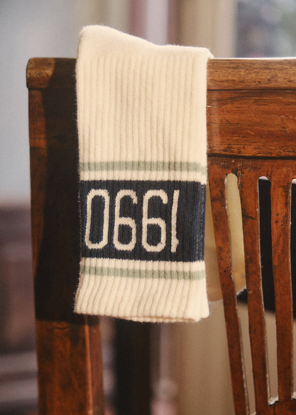Chaussettes 1990 - Écru / Vert