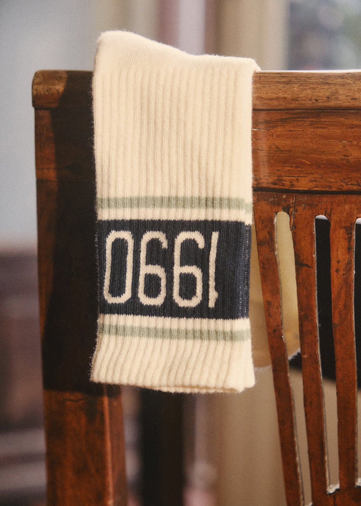 Chaussettes 1990 - Écru / Vert