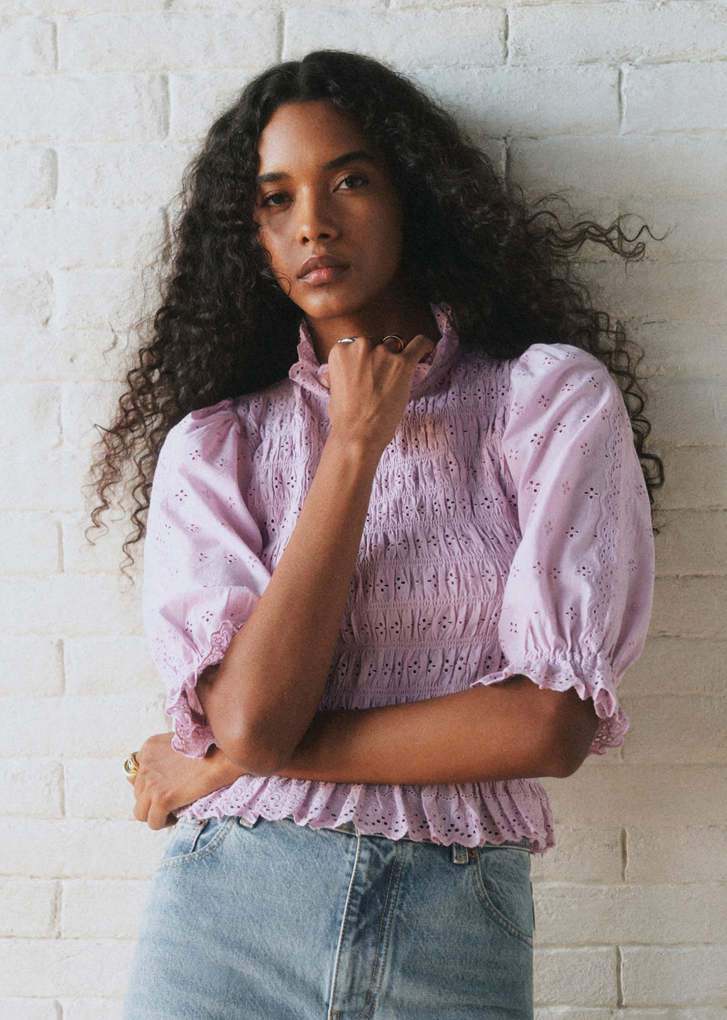Blouse Neal - Sézane x SEA NY - Broderie Unie Lilas