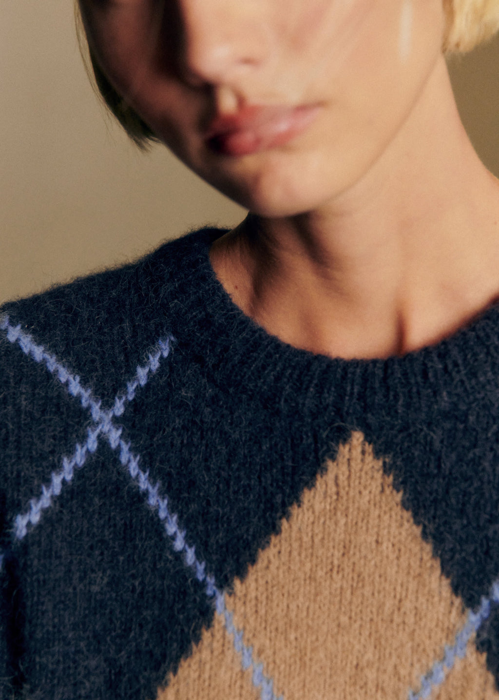 Pull Gabriel - Jacquard Marine Camel Ecru