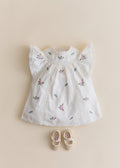 Robe Dorrie - Broderie Placée Fleurs Multico Fond Crème