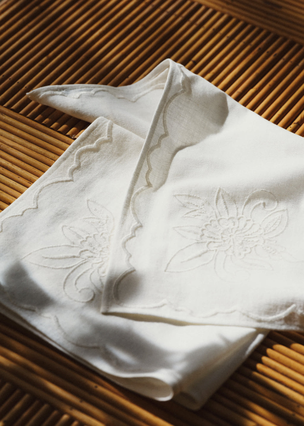 Set de 2 serviettes brodées - Dimanche au Jardin - Écru