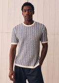 T-Shirt Maille Lucky - Écru Rayures Bleu acier