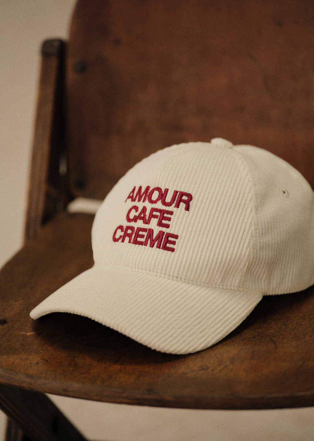 Casquette Amour Café Crème Velours - Écru