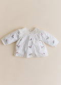 Blouse Dorrita - Broderie Placée Fleurs Multico Fond Crème