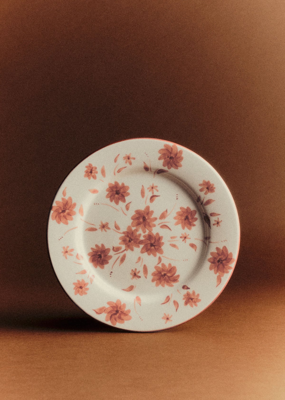 Set de 4 assiettes plates - Fleurs de Jardin - Terre de sienne