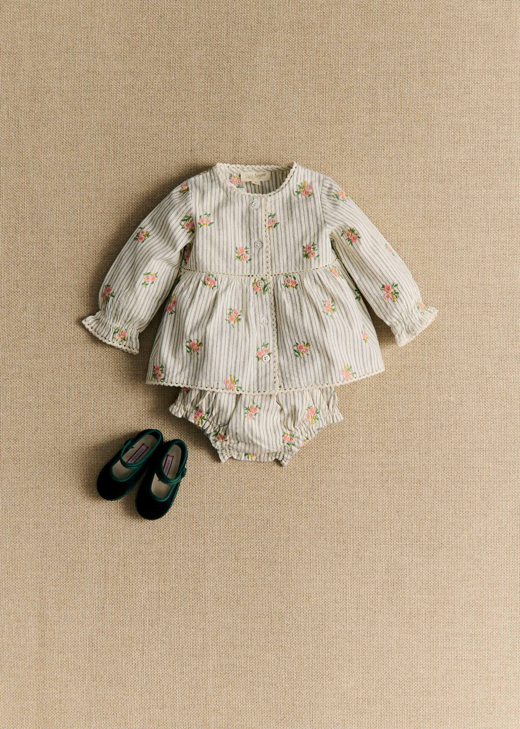 Blouse Adèle - Rayures Broderies Fleurs
