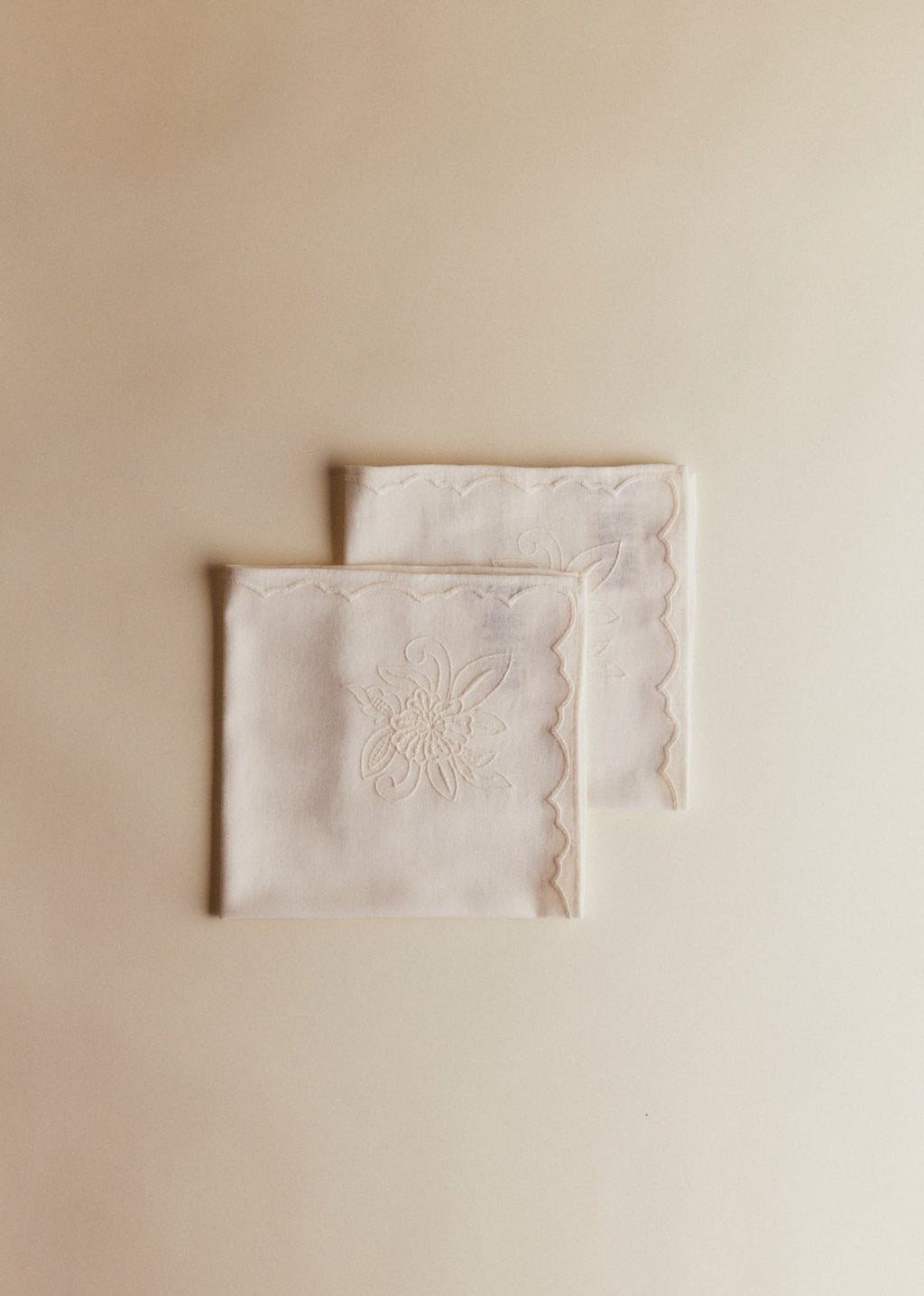 Set de 2 serviettes brodées - Dimanche au Jardin - Écru