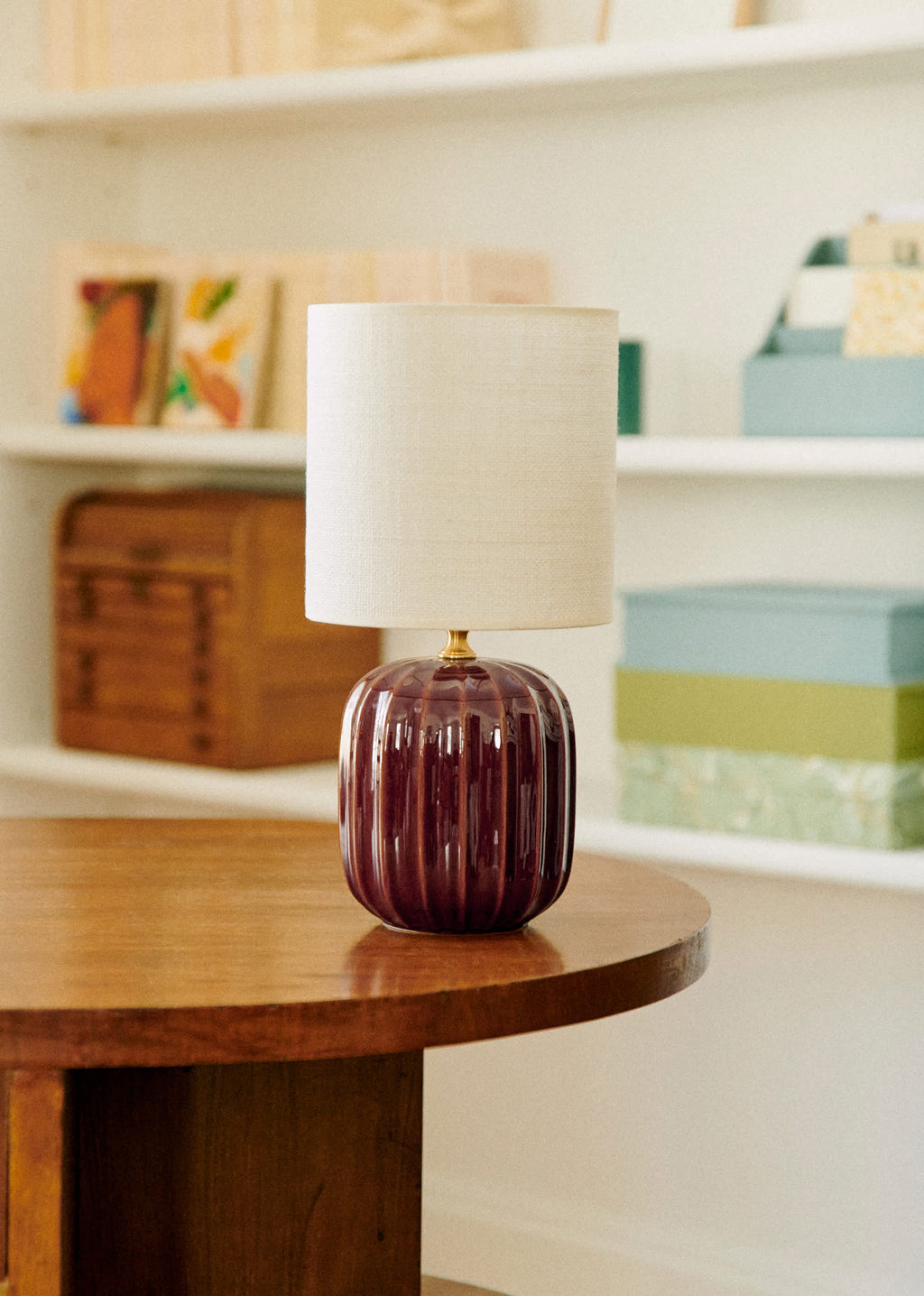 Lampe Traviata petit modèle - Moka - Abat-jour Dolce - Jute Écru