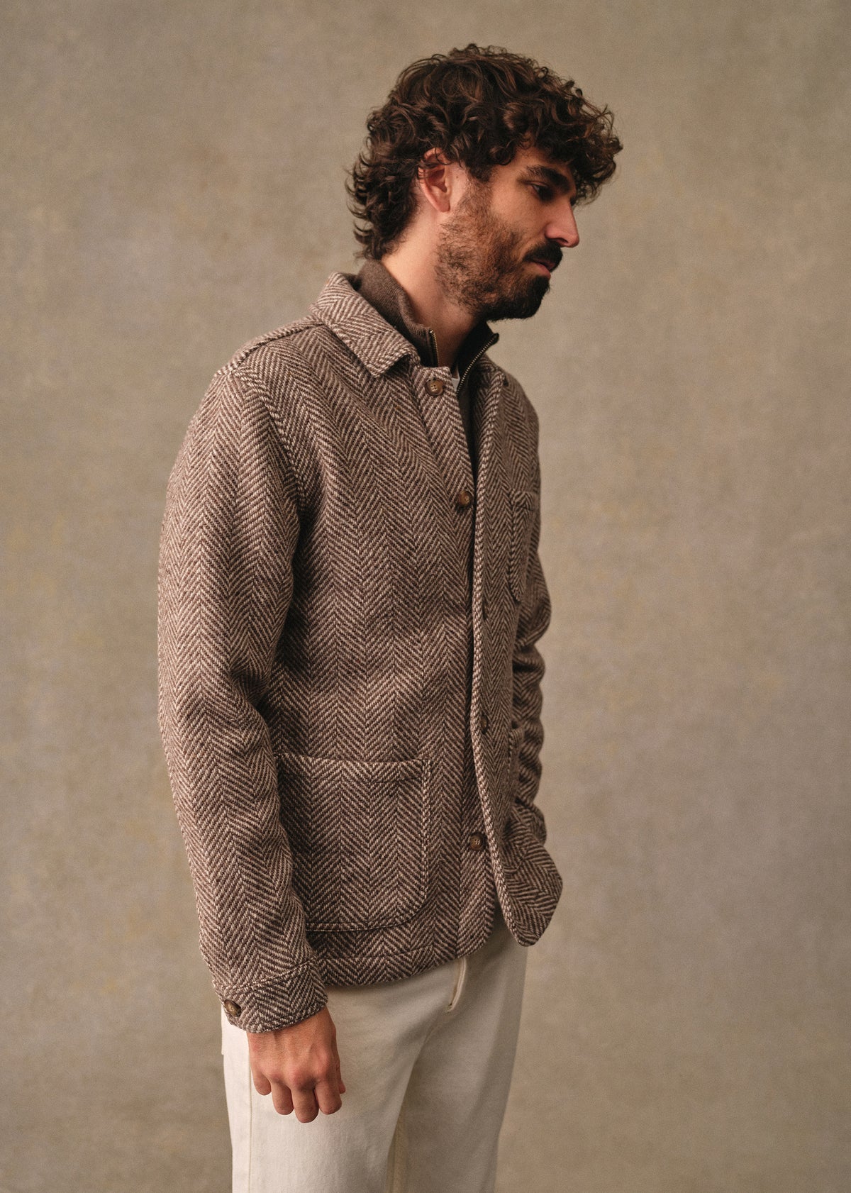 Veste Nelson - Chevrons Écru / Marron