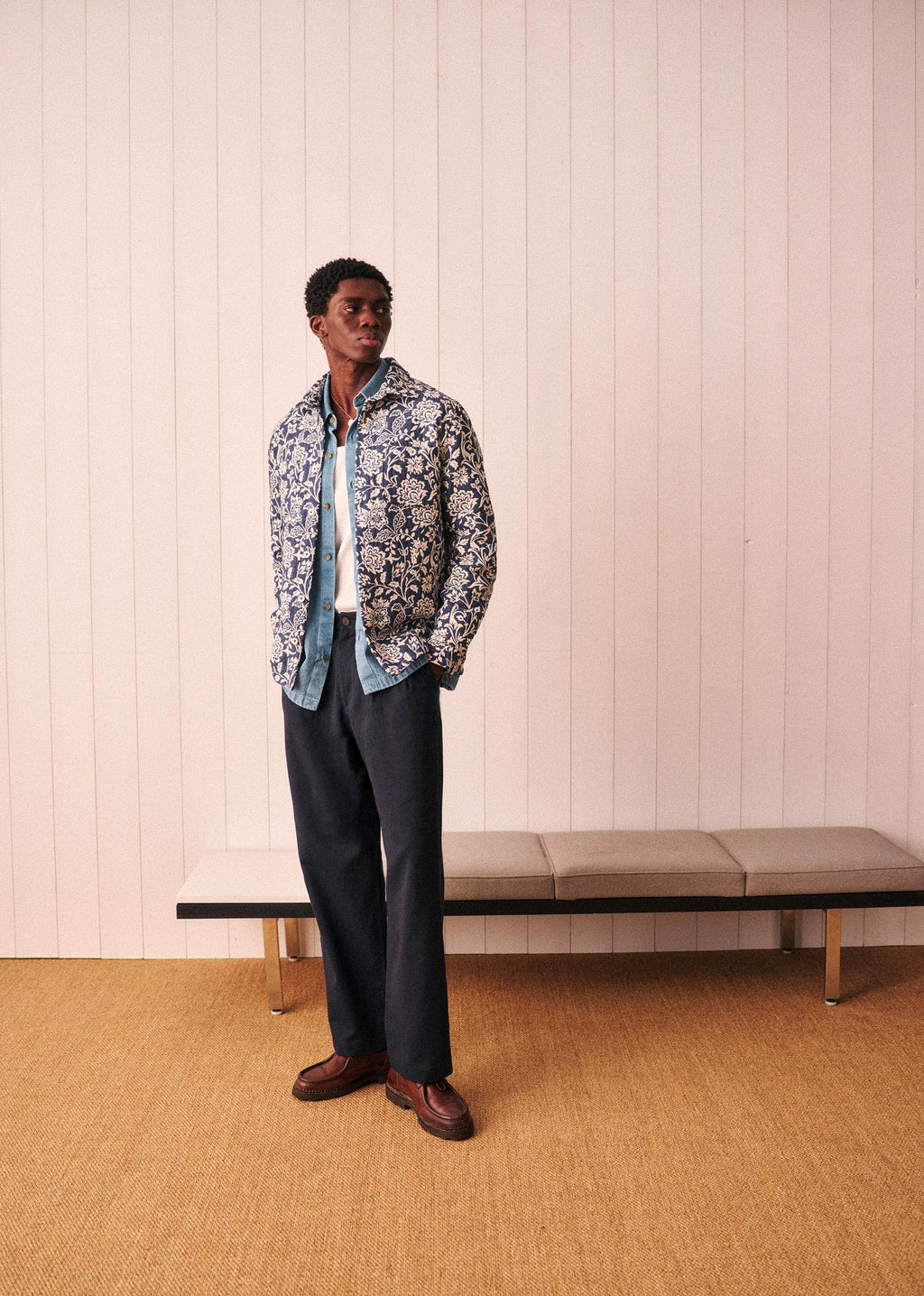 Surchemise Claggan - Jacquard Floral Bleu