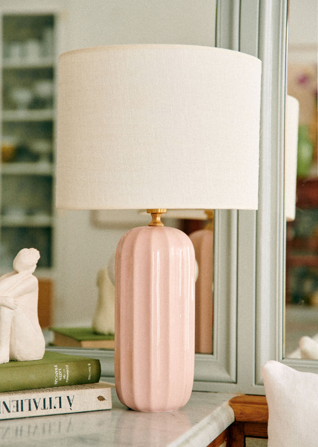 Lampe Traviata - Rose - Abat-jour Dolce - Jute Écru
