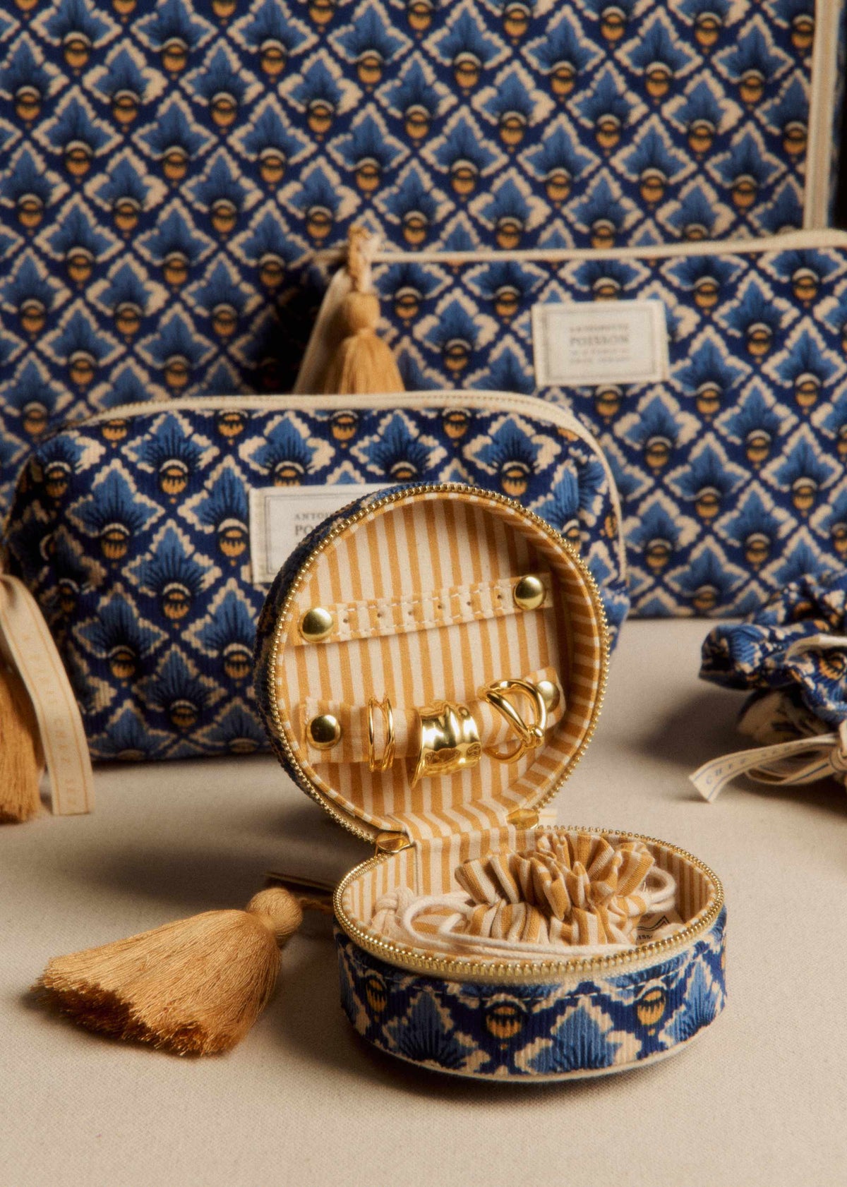 Écrin à bijoux - Sézane x Antoinette Poisson - Imprimé Losange Bleu
