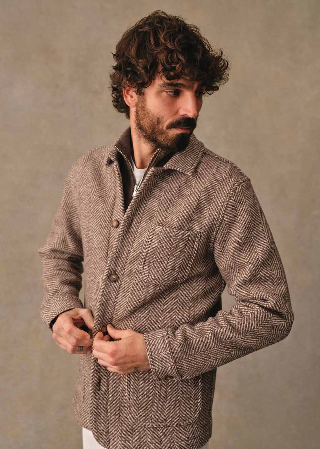 Veste Nelson - Chevrons Écru / Marron