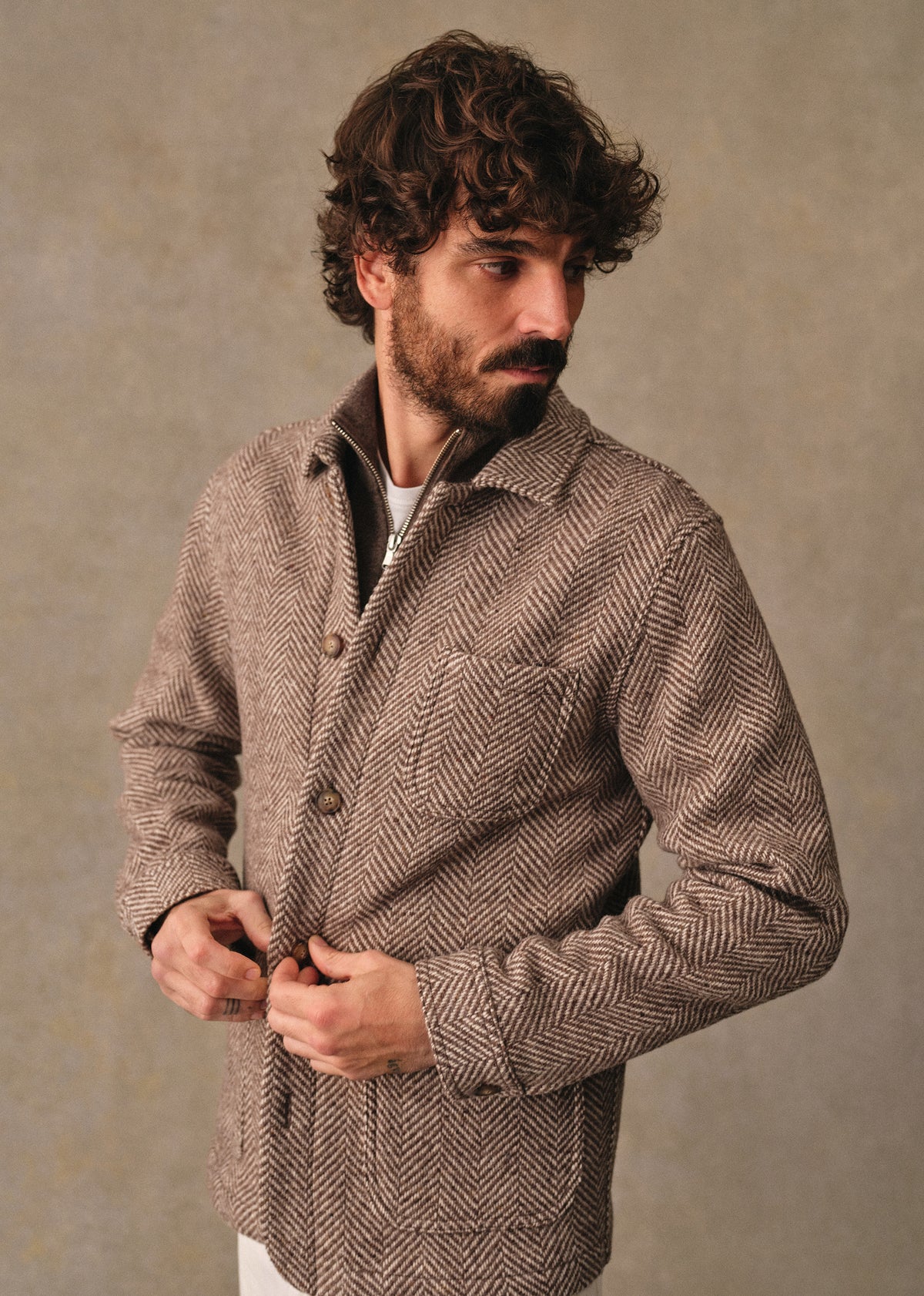 Veste Nelson - Chevrons Écru / Marron