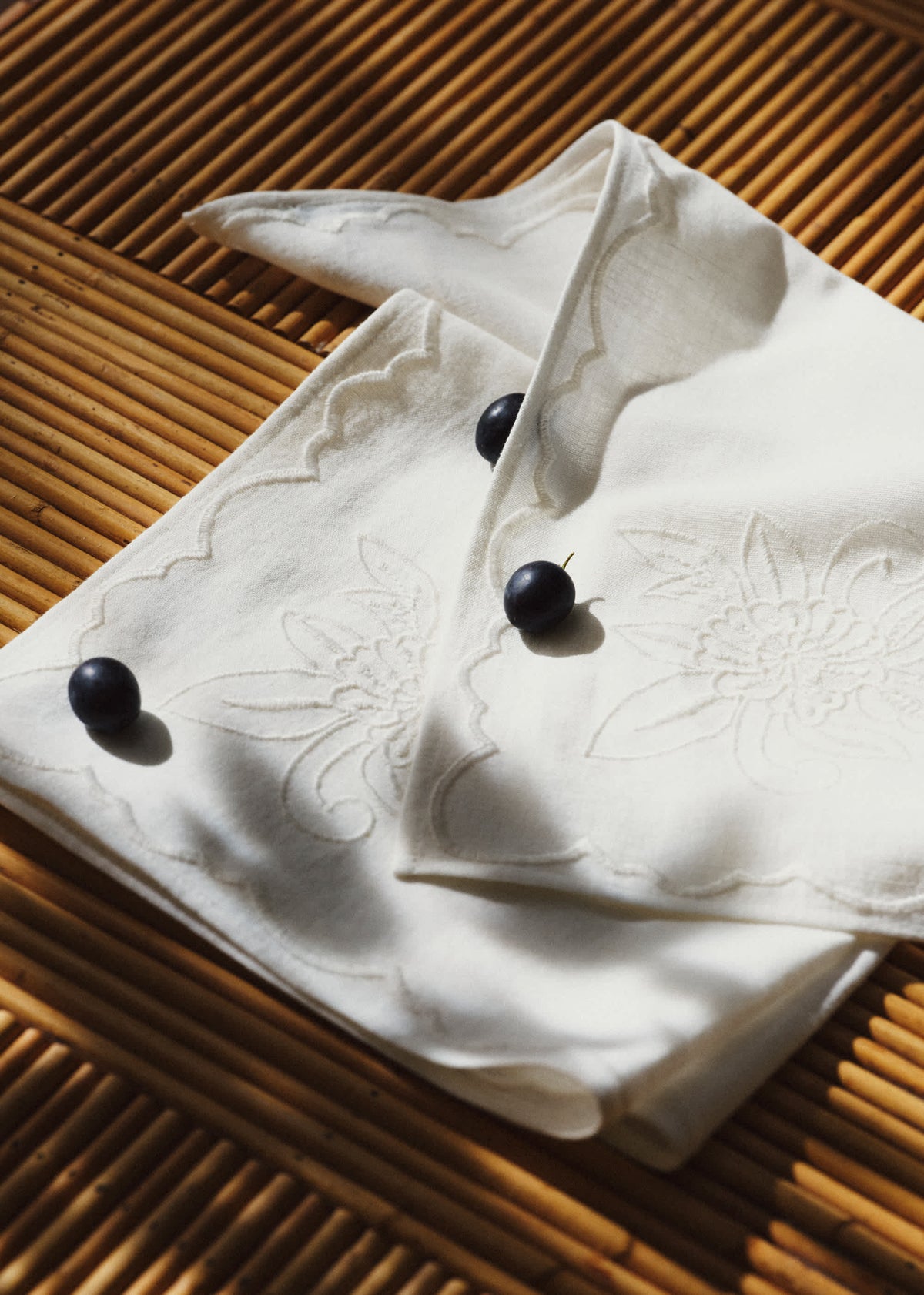 Set de 2 serviettes brodées - Dimanche au Jardin - Écru