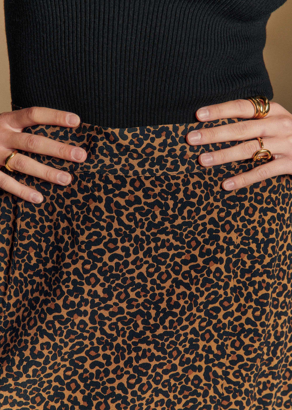 Jupe Tan - Imprimé Leopard Brun
