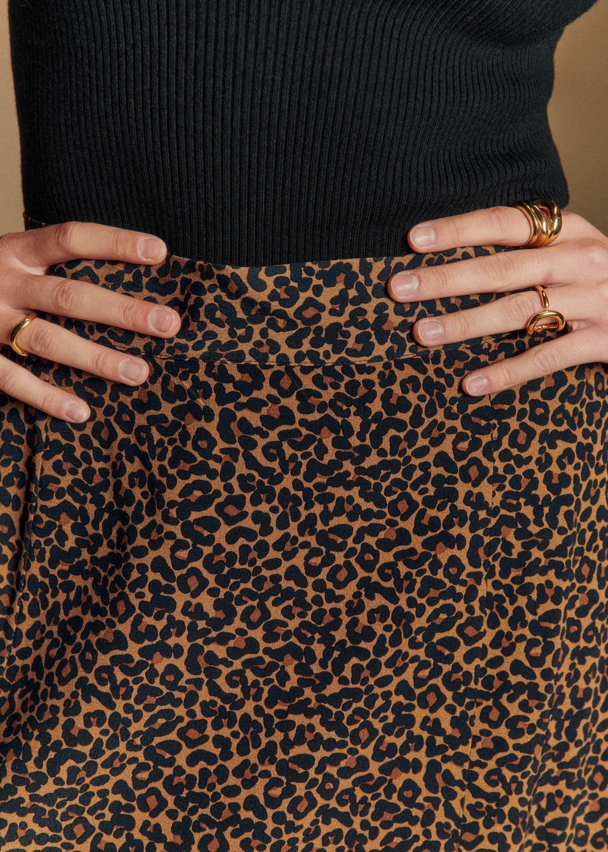 Jupe Tan - Imprimé Leopard Brun