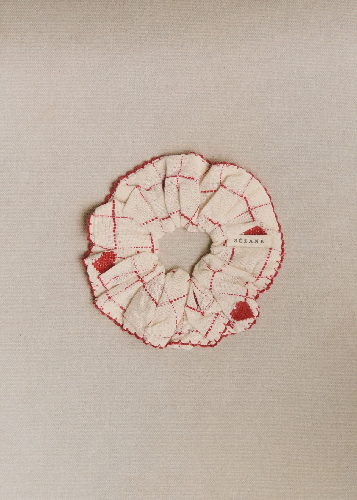 Chouchou - Broderie Coeurs Rouges