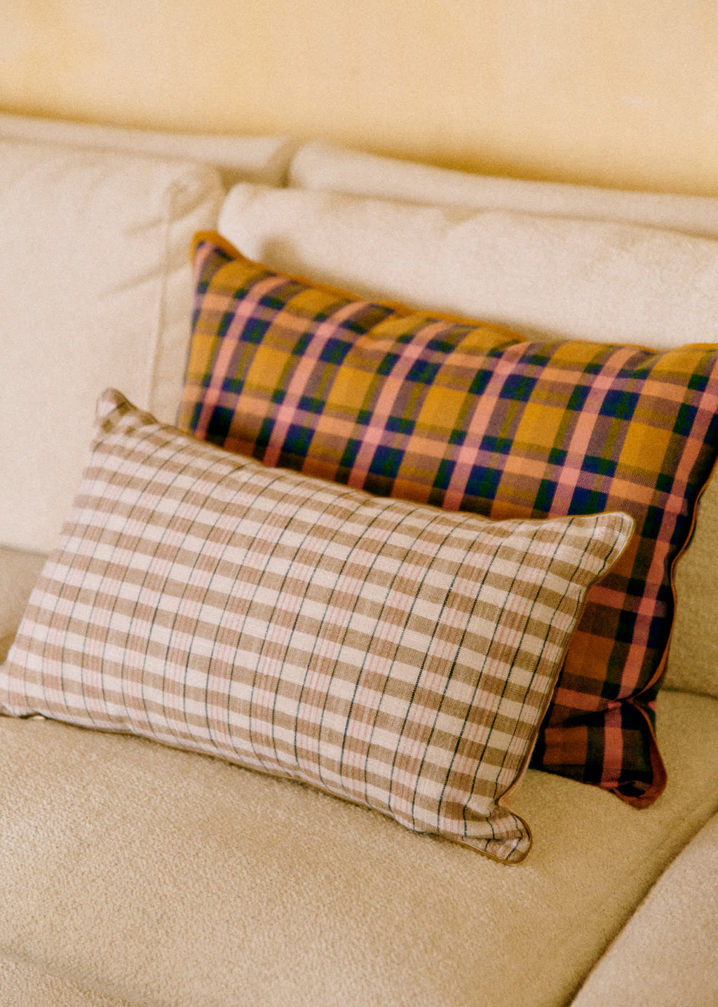Coussin Tissé Pianissimo - Petit modèle - Café et Blush
