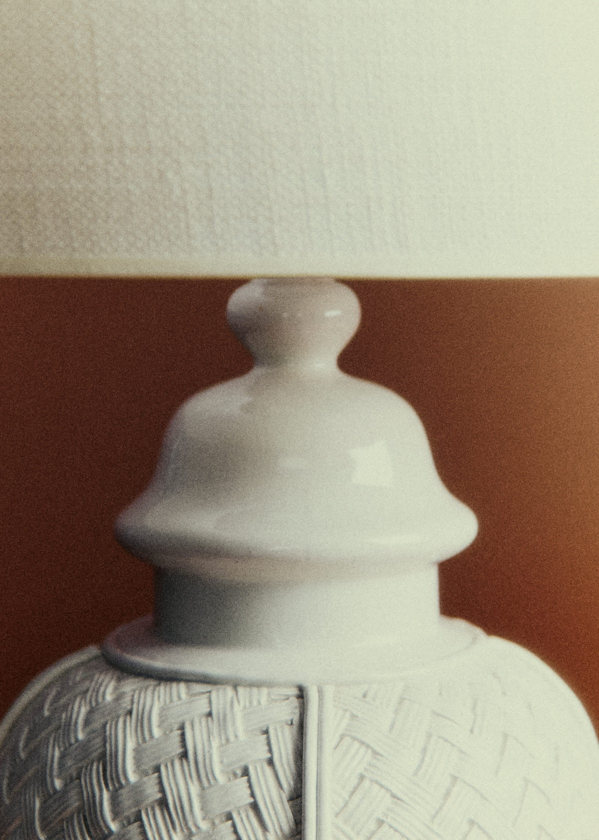 Lampe vintage céramique tressée blanche - Céramique