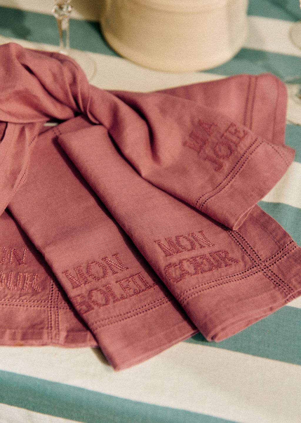 Set de 4 Serviettes - Les Mots brodés - Blush